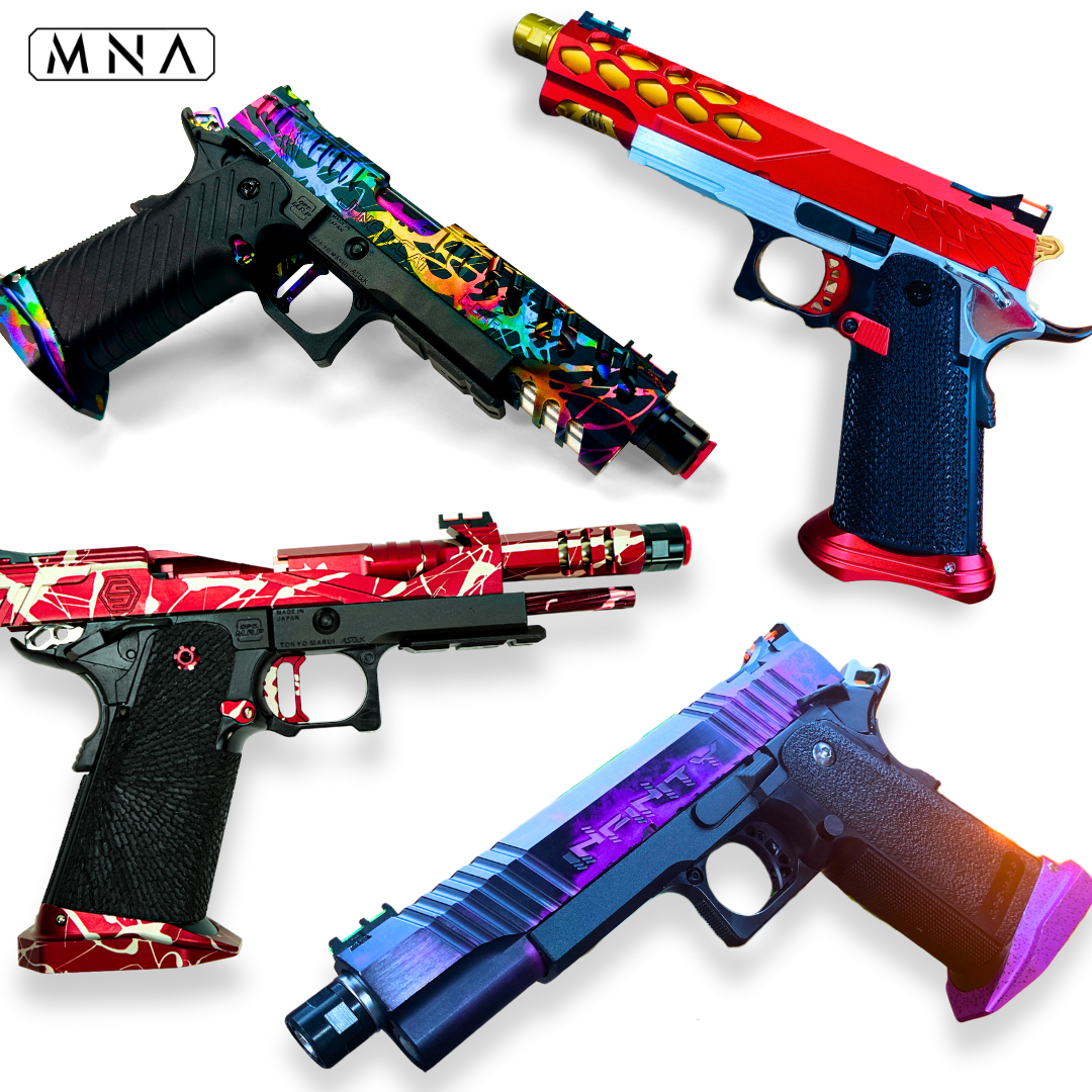 custom built tokyo marui hi capa. Assembly of upgraded and custom hi capas for airsoft gas blowback pistols. the best building service of assembling your new custom hicapa pistol.