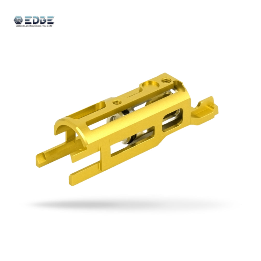 Gold EDGE Ultra Light aluminum BBU for TM Hi-Capa 5.1 / 1911 gas blowback pistols; precision CNC airsoft upgrade for competitive Hi-Capa custom builds and lightweight performance tuning.