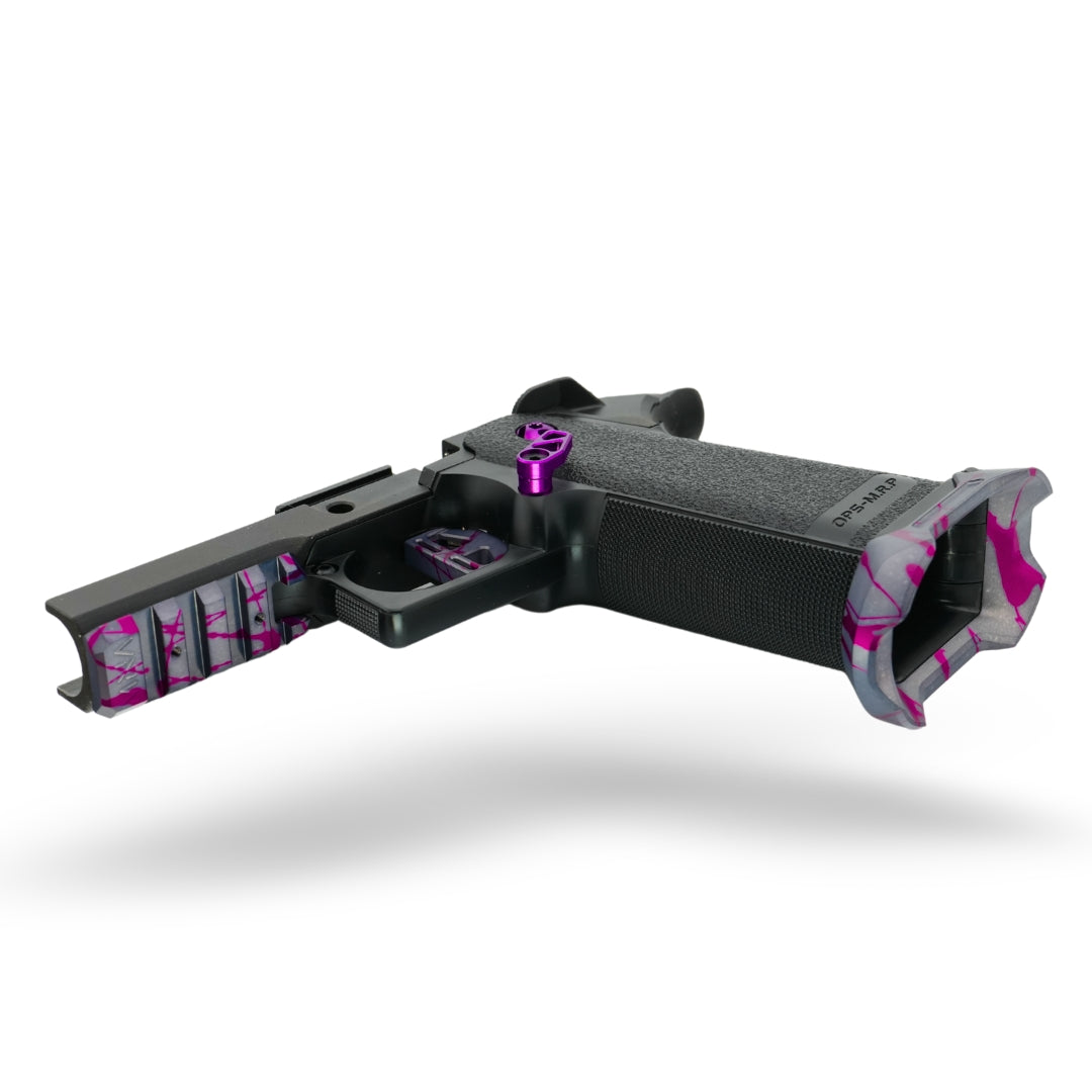 MNA project shatter custom anodized tokyo marui hi capa airsoft gas pistol. upgraded hicapa pistol for airsoft with red, purple, and gold anodizing for the best gas hi capa airsoft gun. custom anodizing for hi capa airsoft pistols.