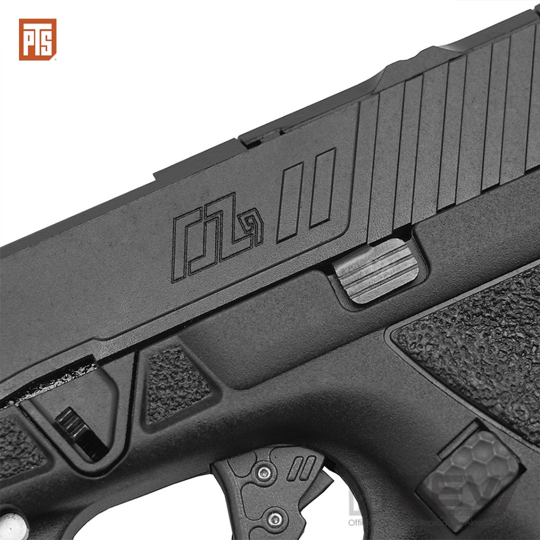 Precision in every shot: PTS ZEV OZ9 Standard gas blowback pistol boasts aluminum alloy build, 11mm CW threaded outer barrel, and customizable trigger for optimal performance.