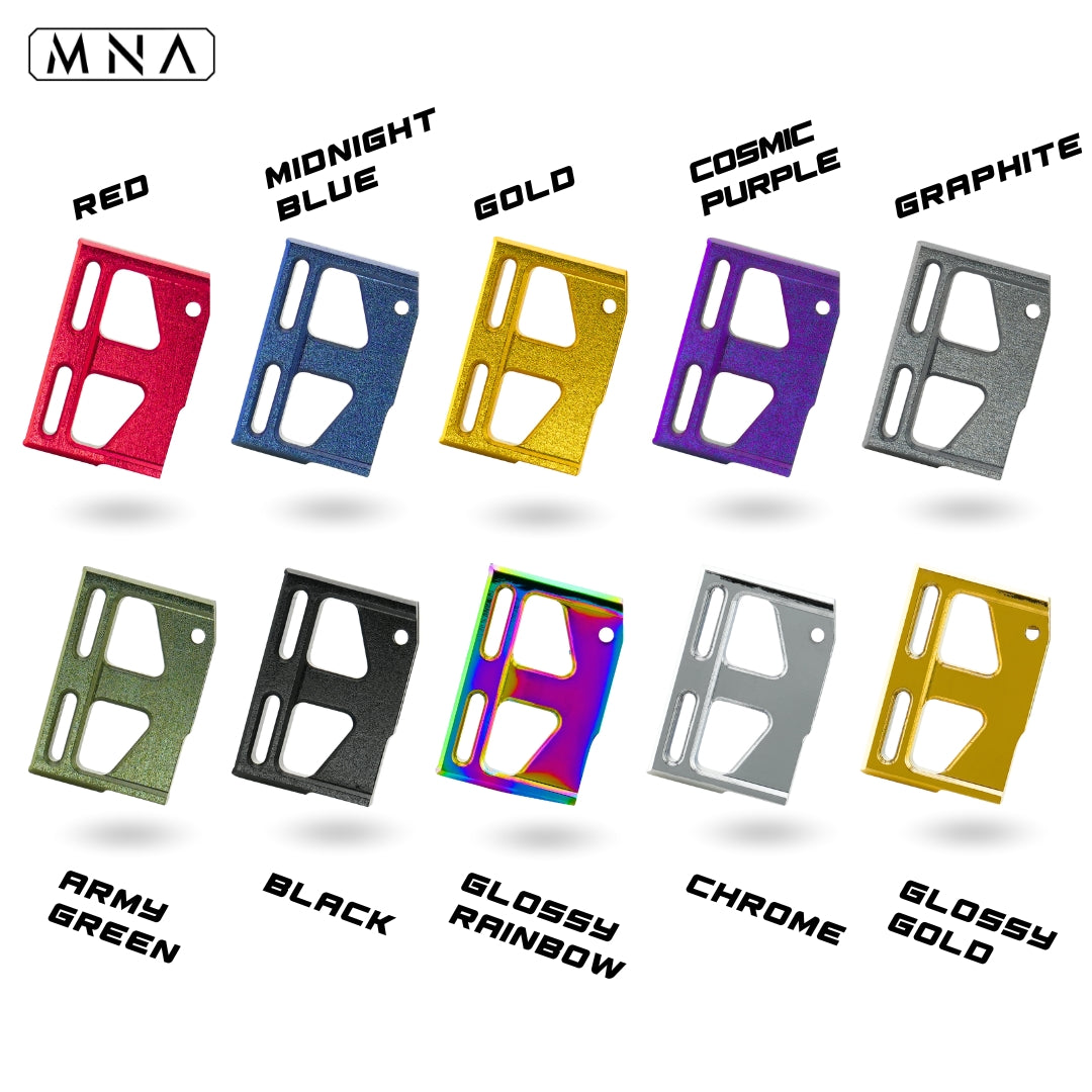 minnesota airsoft hi capa triggers. red, blue, gold, rainbow, chrome, and black speed skeletonized upgraded hicapa trigger for tokyo marui airsoft pistol.