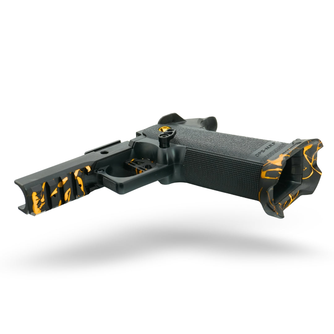 MNA premium custom Hi-Capa airsoft gas pistol with anodized finish, upgraded aluminum slide, short stroke kit, reinforced nozzle, and precision barrel system — ideal for competitive players upgrading their Hi-Capa build.