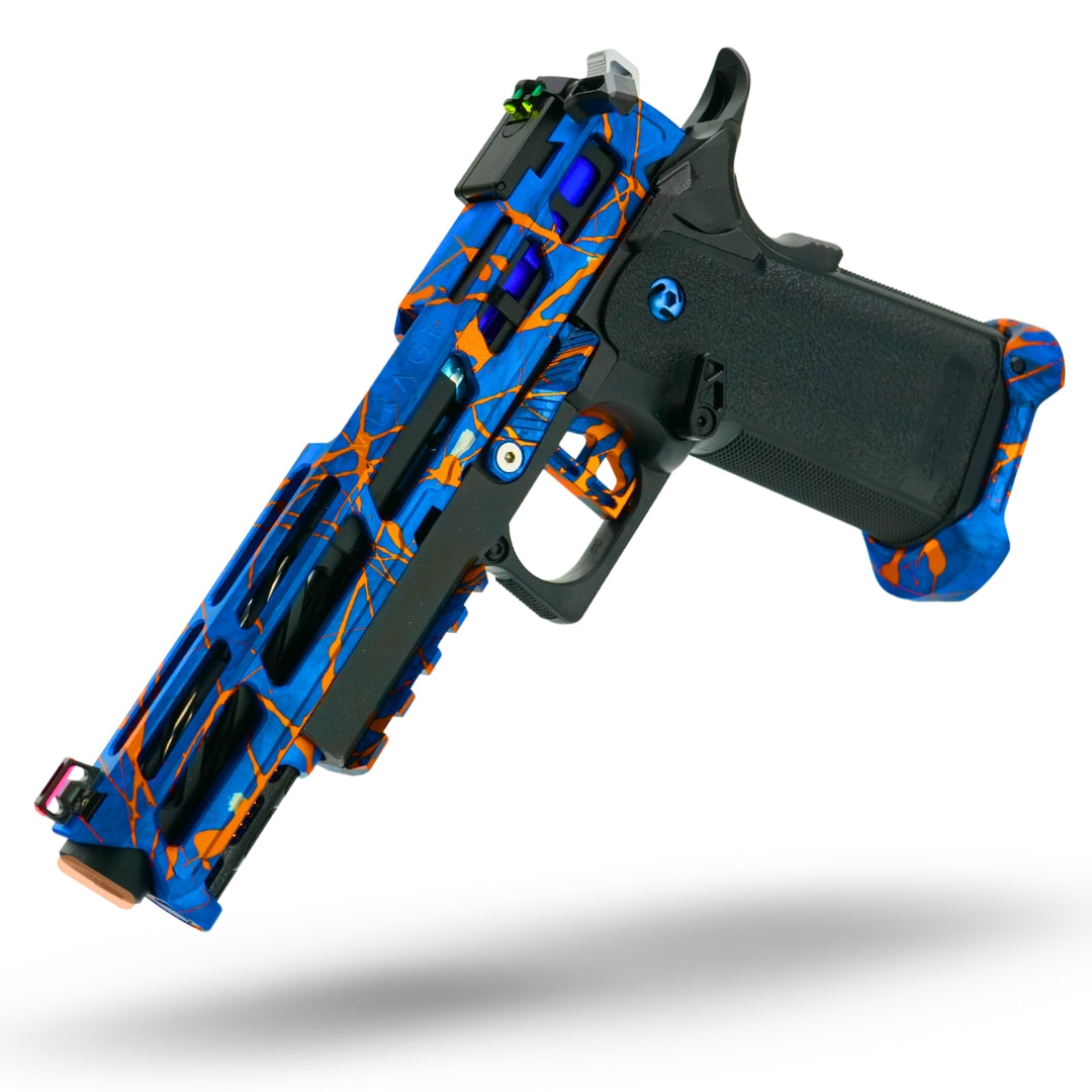 High-performance Tokyo Marui Hi-Capa 5.1 GBB airsoft pistol with premium upgrades including short stroke kit, enhanced nozzle return spring, and match-grade trigger.
