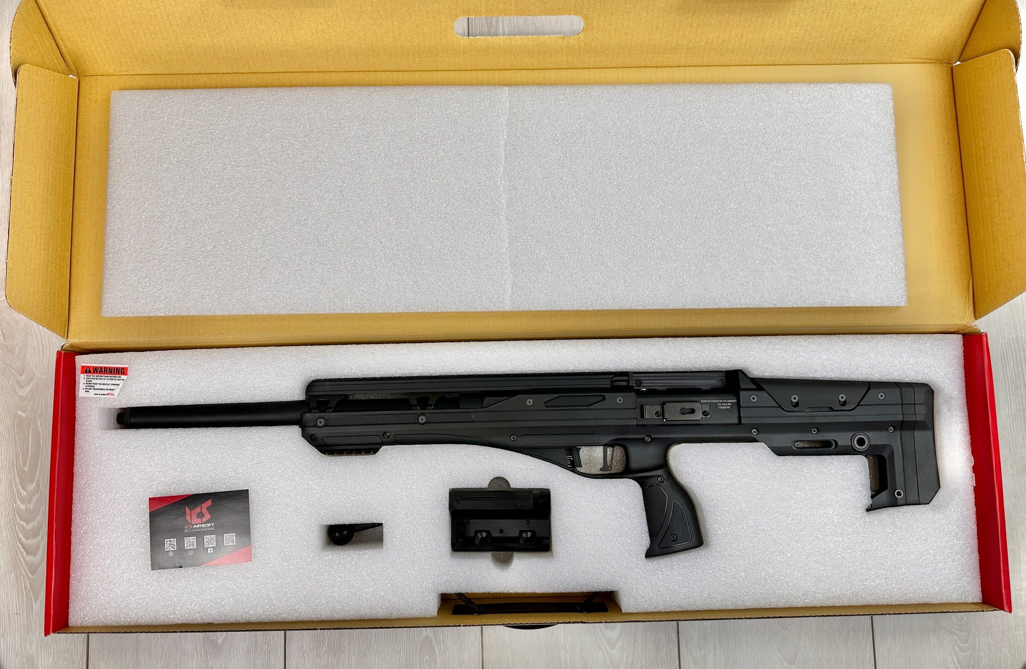 ICS airsoft sniper. ICS CXP Tomahawk spring bolt action blowback sniper rifle in box.