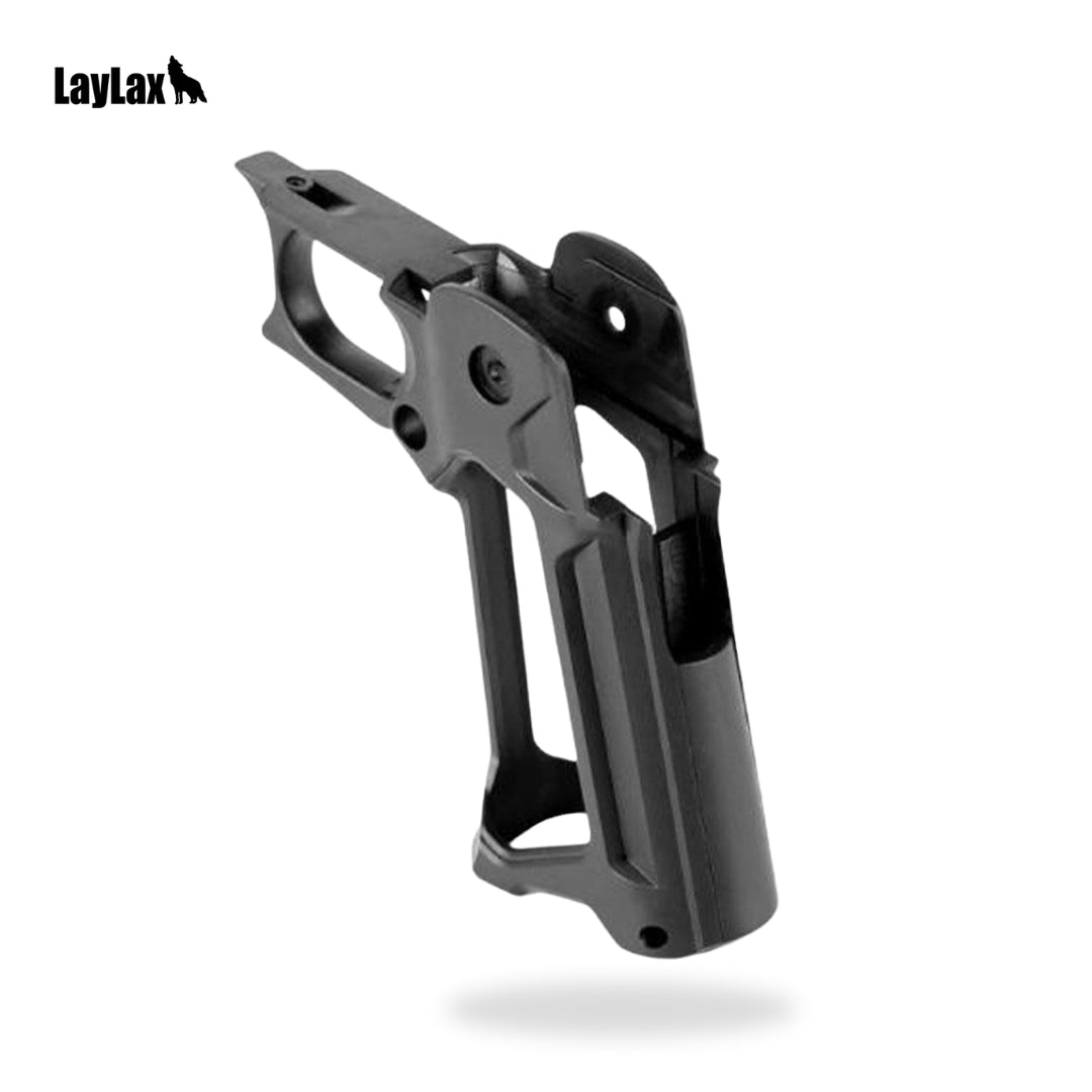 Laylax Nineball skeletonized hi capa grip for tokyo marui custom upgraded airsoft pistols. Airsoft hi capa grip skeletonized nineball for hi capa gas blowback airsoft pistols. Black hi capa pistol grip.