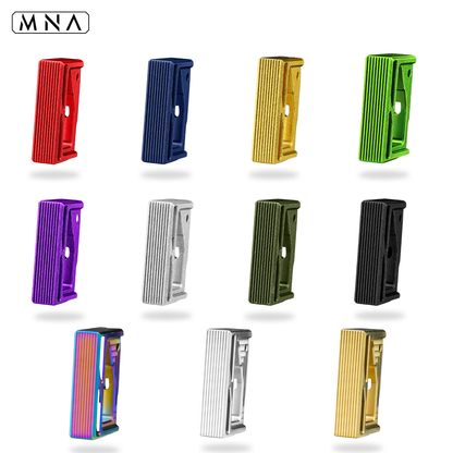 mna hi capa exo skeletonized speed trigger for tokyo marui hi capa airsoft gas blowback. front vertical grooves for finger traction.