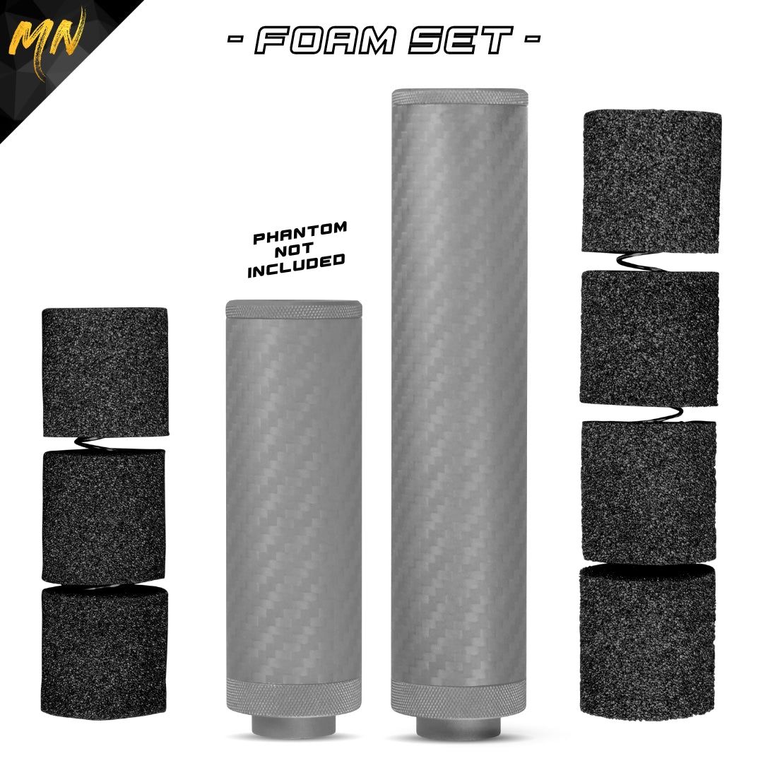 Minnesota Airsoft Phantom replacement internal mock suppressor silencer foam for airsoft replicas. Available in tracer length or standard length. ONLY meant for airsoft use and will NOT work in any other function.