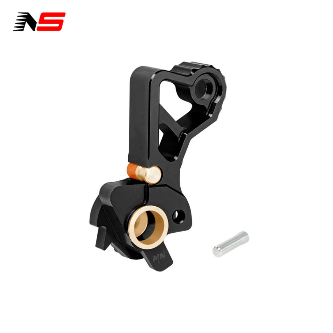 NexxSpeed CNC Hammer (Style A) for Hi Capa airsoft pistols. The dual-material design of 7075 aluminum and brass offers superior durability, reduced friction, and smoother shooting performance in vibrant Black.