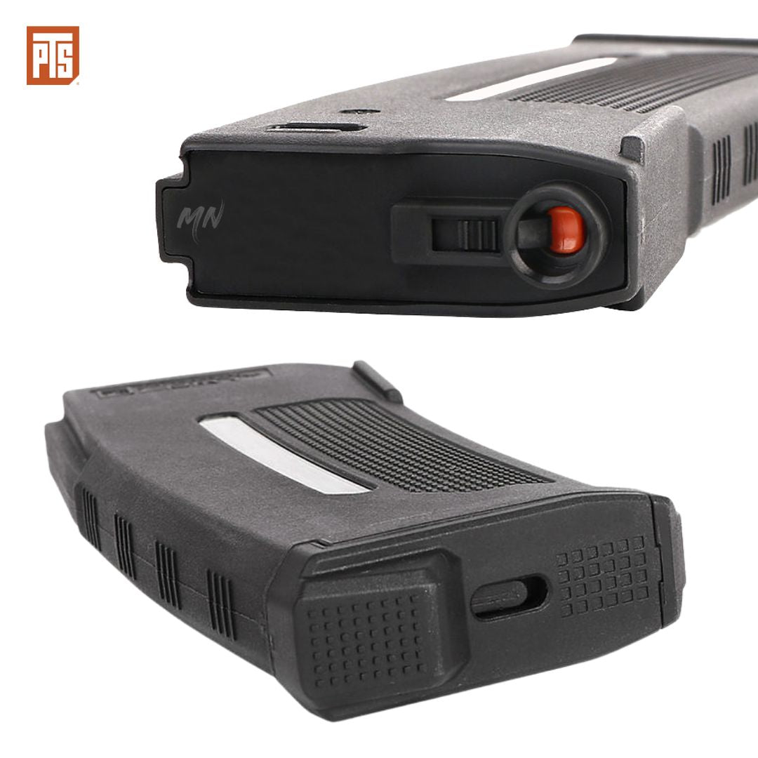 PTS® Enhanced Polymer Magazine ONE (EPM1) for airsoft enthusiasts. With a staggering 250+ round capacity, this high-capacity AEG magazine guarantees the legendary reliability PTS magazines are known for. Compatible with popular Airsoft AR-15 M4 AEGs such as Tokyo Marui, KWA, G&P, VFC, including HK416, PTS PDR-C, PTS ERG series, PTS Masada AEG, AMOEBA AM Variants, and more. Features include a Dupont Zytel® polymer shell