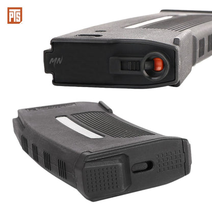 PTS® Enhanced Polymer Magazine ONE (EPM1) for airsoft enthusiasts. With a staggering 250+ round capacity, this high-capacity AEG magazine guarantees the legendary reliability PTS magazines are known for. Compatible with popular Airsoft AR-15 M4 AEGs such as Tokyo Marui, KWA, G&P, VFC, including HK416, PTS PDR-C, PTS ERG series, PTS Masada AEG, AMOEBA AM Variants, and more. Features include a Dupont Zytel® polymer shell