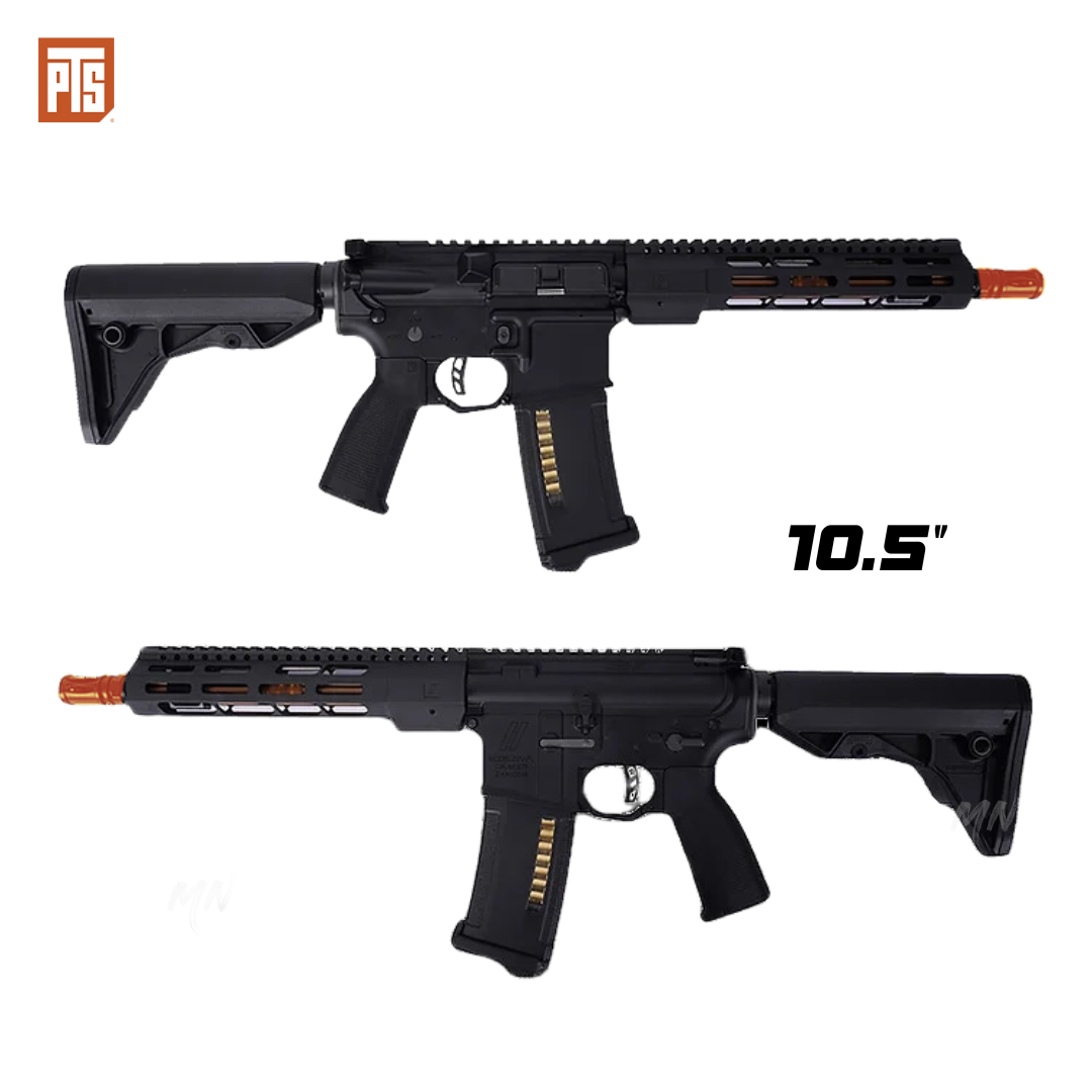 PTS Zev Core Elite M4 AEG Full metal airsof rifle. 7 inch, 10 inch, and 14 inch models for CQB or long range sniping airsoft gameplay. The best m4 aeg rifle out of the box. Pre-upgraded CYMA airsoft AEG Zev core PTS Elite m4 airsoft AEG rifle. 10.5" inch version with MLOK