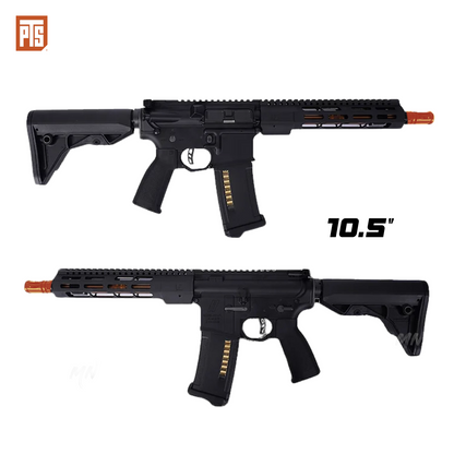 PTS Zev Core Elite M4 AEG Full metal airsof rifle. 7 inch, 10 inch, and 14 inch models for CQB or long range sniping airsoft gameplay. The best m4 aeg rifle out of the box. Pre-upgraded CYMA airsoft AEG Zev core PTS Elite m4 airsoft AEG rifle. 10.5" inch version with MLOK