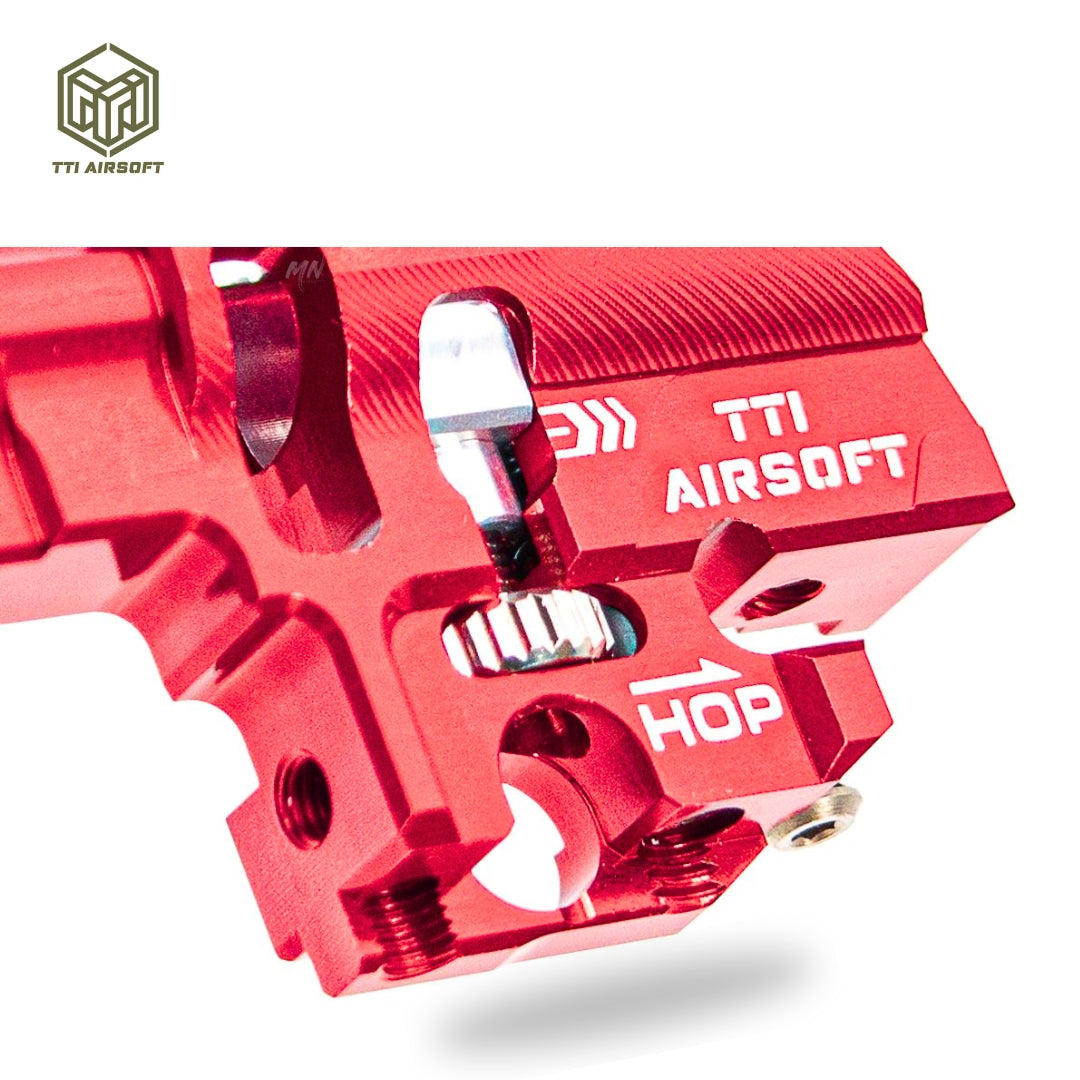 The TTI Infinity CNC TDC Hop Up Unit is a must-have for airsoft enthusiasts. Compatible with Tokyo Marui Hi Capa, it's crafted from CNC 7075 aluminum and features a True TDC design for ultimate precision. Red