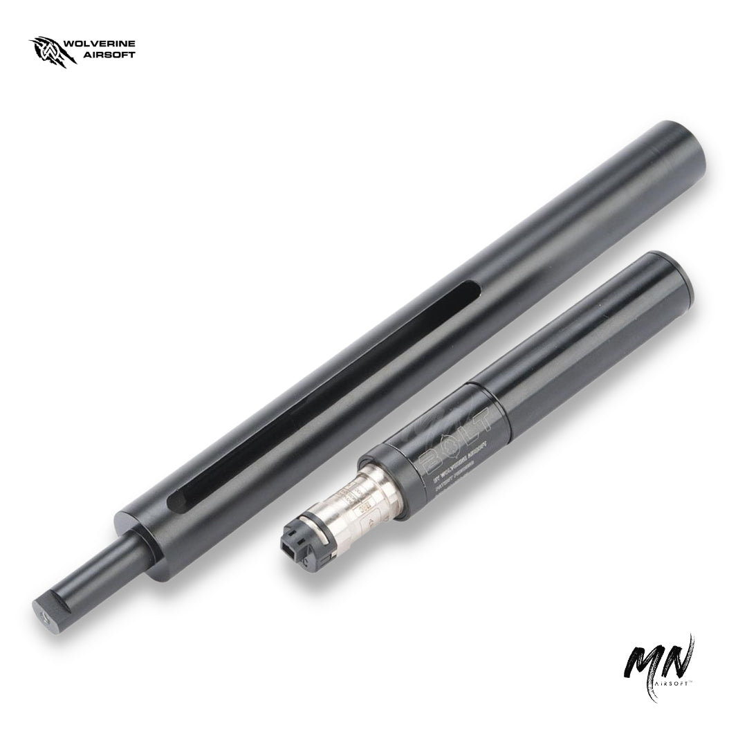 NEW 2023 Wolverine HPA BOLT Sniper HPA Engine. Powered by Wolverine Airsoft HPA engines, it excels in accuracy, range, and ultimate sniper performance. The Wolverine BOLT HPA engine is Airsoft best hpa engine for platforms like the VSR-10 or VSR from Tokyo Marui. Minnesota Airsoft includes free shipping with your Wolverine MTW, Wolverine BOLT HPA engine, and of course any custom built Airsoft guns! 