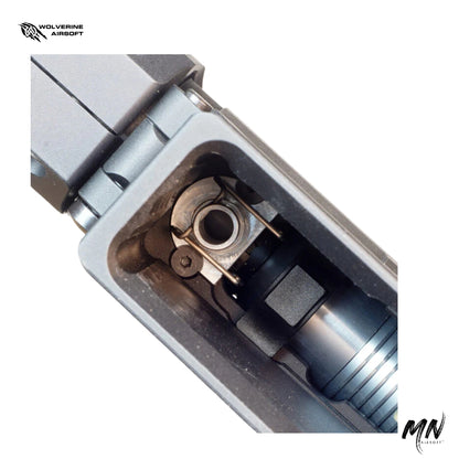 Wolverine MTW HPA Airsoft Rifle with Gen 3 Billet Receiver Set, INFERNO Gen 2 Engine, Spartan Electronics MTW Control Board, and Invictus MK-1 Rail. High-performance, durable MTW rifle ideal for airsoft enthusiasts seeking precision and reliability. new CNC hop up area for M4 airsoft HPA rifle.