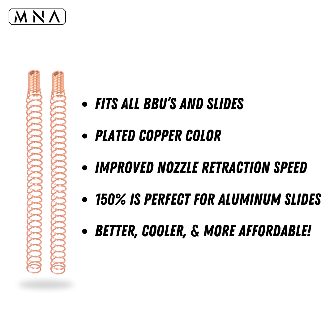 hi capa upgraded tokyo marui nozzle spring set for custom hicapa airsoft pistol. Copper plated color nozzle return springs 150% enhanced nozzle spring hicapa airsoft GBB pistol set. 