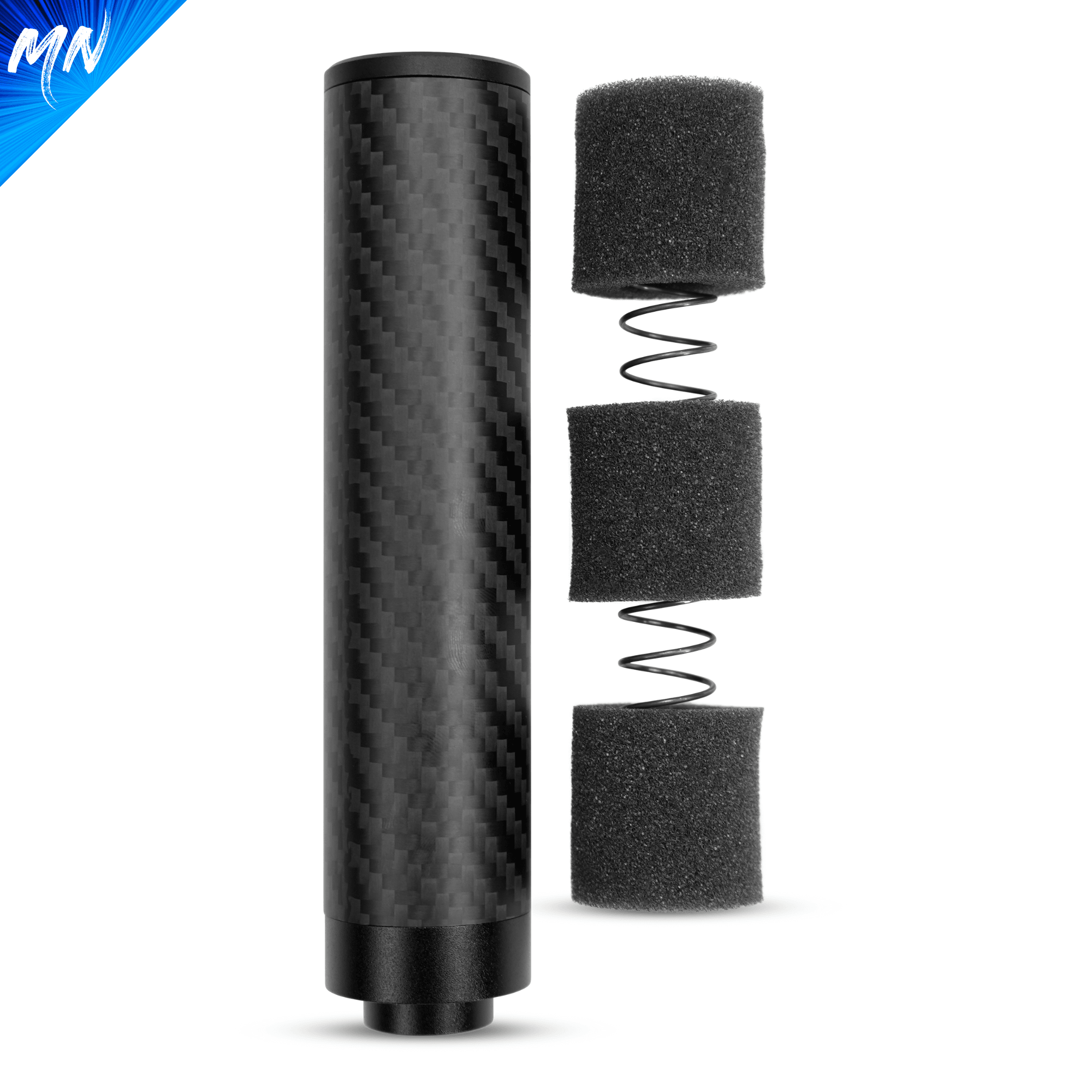 Upgrade your airsoft gun with the Minnesota Airsoft Gen 3 Phantom Carbon Fiber Airsoft Suppressor for superior performance.