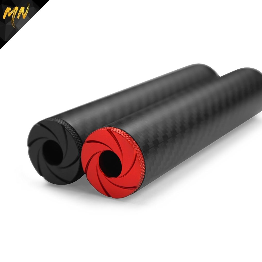 Dominate the competition with the Minnesota Airsoft Gen 4 Phantom Carbon Fiber Airsoft Suppressor - the ultimate silencer for airsoft enthusiasts. With its upgraded T6 7075 aluminum construction, knurled edges for easy access, and open-cell acoustic foam, this suppressor is designed for maximum noise reduction and precision accuracy. Comes with a bonus red front end cap and luxury storage box.