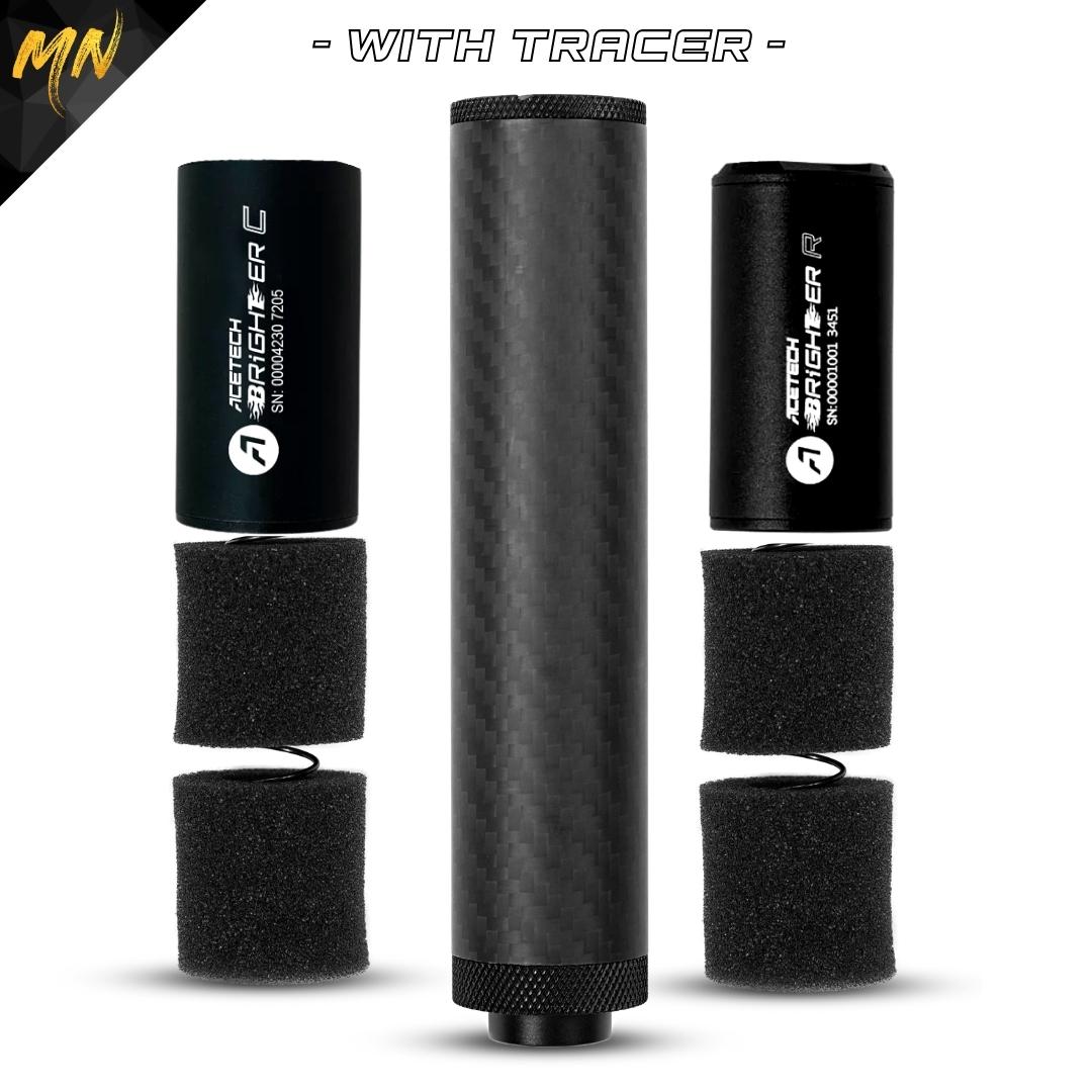 Upgrade your airsoft arsenal with the Minnesota Airsoft Gen 4 Phantom Carbon Fiber Airsoft Suppressor. Featuring a sleek carbon fiber design, knurled edges for easy installation and access, and upgraded materials including ultra-durable T6 7075 aluminum, this suppressor is the perfect accessory for any airsoft enthusiast. Comes with a bonus red front end cap and luxury storage box for easy transport.