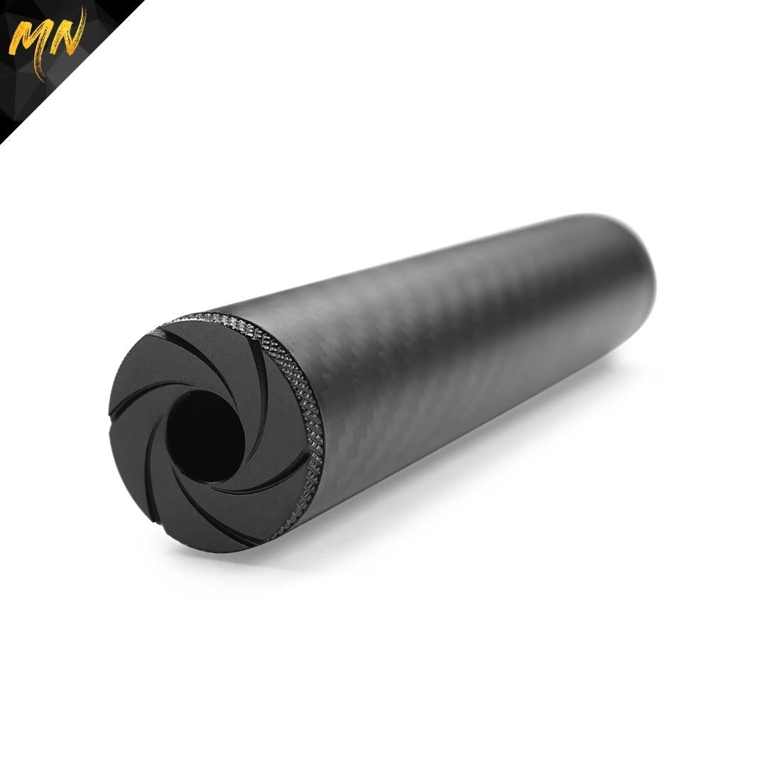 Experience superior sound suppression and unmatched performance with the Minnesota Airsoft Gen 4 Phantom Carbon Fiber Airsoft Suppressor. With upgraded T6 7075 aluminum construction, professional-grade open-cell acoustic foam, and knurled edges for easy installation and access, this suppressor is perfect for airsoft enthusiasts of all levels. Comes with a bonus red front end cap and luxury storage box.