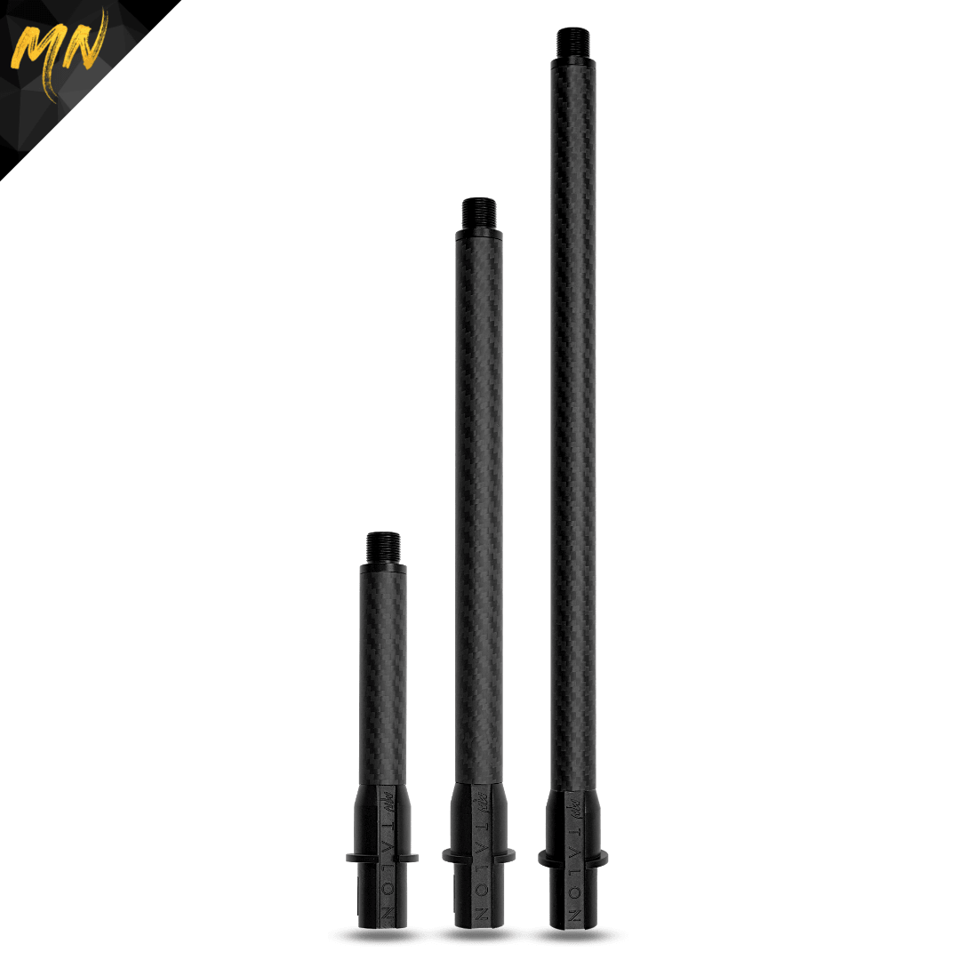 Minnesota Airsoft NEW M4 AEG carbon fiber outer barrel. Available in 150mm, 280mm, and 363mm lengths Crafted meticulously to boost accuracy, range, and overall maneuverability, this lightweight and durable barrel will revolutionize your airsoft gun. Designed specifically for Tokyo Marui spec M4 Airsoft AEG rifles, it perfectly complements your airsoft gun, offering unmatched performance and durability. The Talon carbon fiber airsoft M4 outer barrel is the best airsoft outer barrel in 2023! 